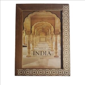 Genuine Indian Teak Wood Photo Frame with 5x7 inch Opening with Intricate Design